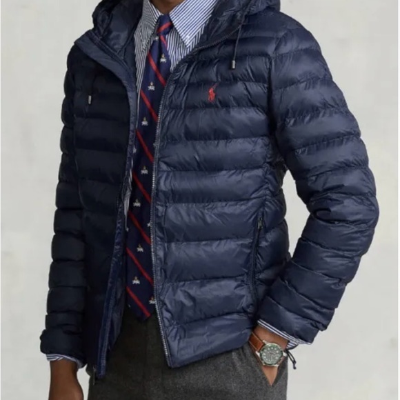 Polo Ralph Lauren Other - Polo Ralph Lauren Men’s Hooded Puffer Navy Blue Jacket Size L